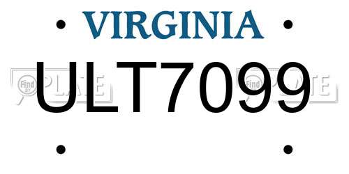 ULT7099 Virginia License Plate