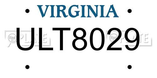 ULT8029 Virginia License Plate