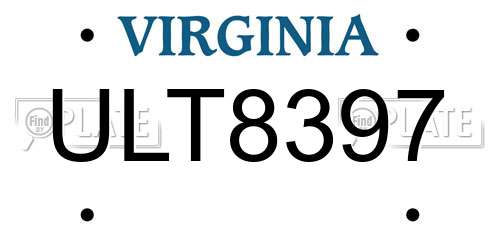 ULT8397 Virginia License Plate