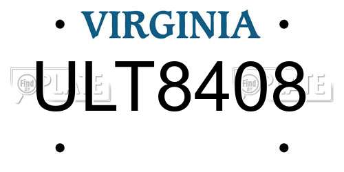 ULT8408 Virginia License Plate