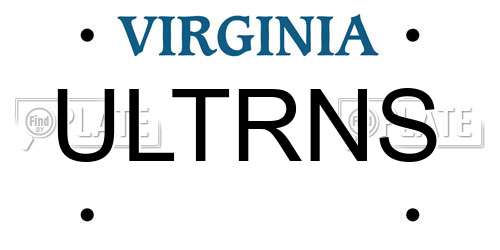 ULTRNS Virginia License Plate