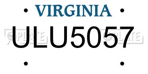 ULU5057 Virginia License Plate