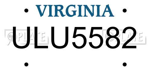 ULU5582 Virginia License Plate