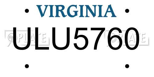 ULU5760 Virginia License Plate