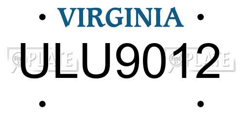 ULU9012 Virginia License Plate