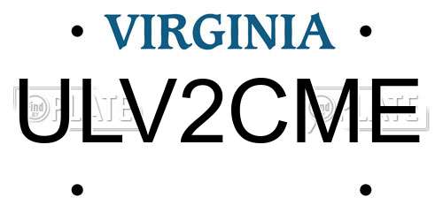 ULV2CME Virginia License Plate