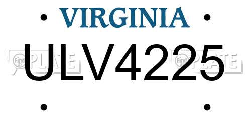 ULV4225 Virginia License Plate