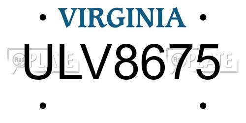 ULV8675 Virginia License Plate