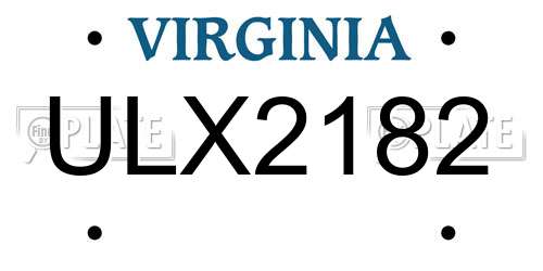 ULX2182 Virginia License Plate