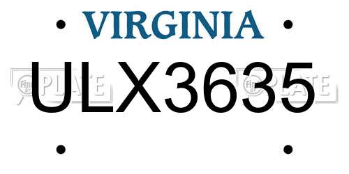 ULX3635 Virginia License Plate