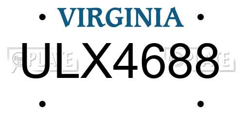 ULX4688 Virginia License Plate