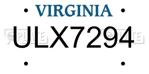 ULX7294 Virginia License Plate