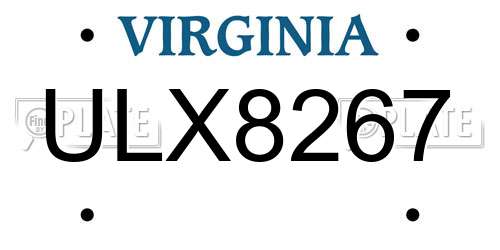 ULX8267 Virginia License Plate