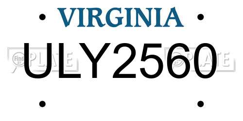 ULY2560 Virginia License Plate