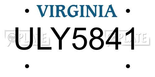 ULY5841 Virginia License Plate
