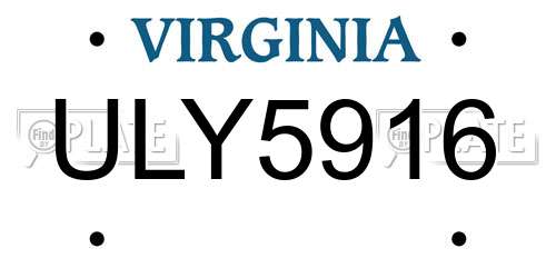 ULY5916 Virginia License Plate