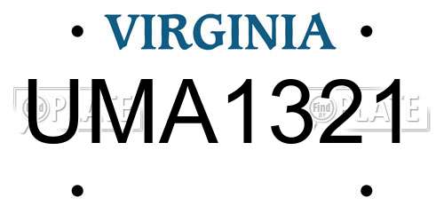 UMA1321 Virginia License Plate