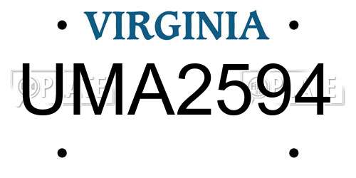 UMA2594 Virginia License Plate