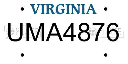 UMA4876 Virginia License Plate