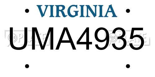 UMA4935 Virginia License Plate