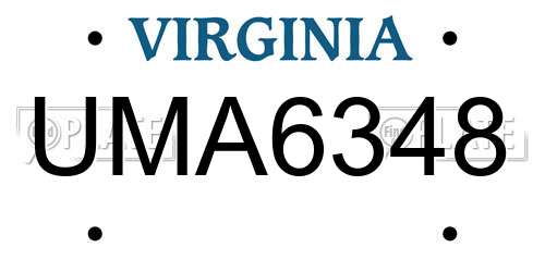 UMA6348 Virginia License Plate