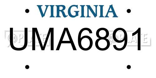 UMA6891 Virginia License Plate