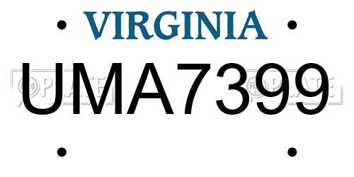 UMA7399 Virginia License Plate