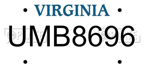 UMB8696 Virginia License Plate