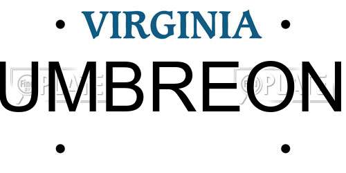 UMBREON Virginia License Plate
