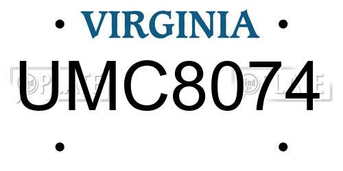 UMC8074 Virginia License Plate