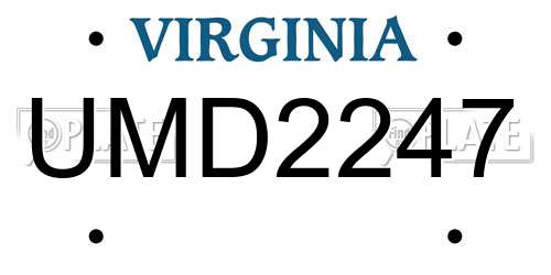UMD2247 Virginia License Plate