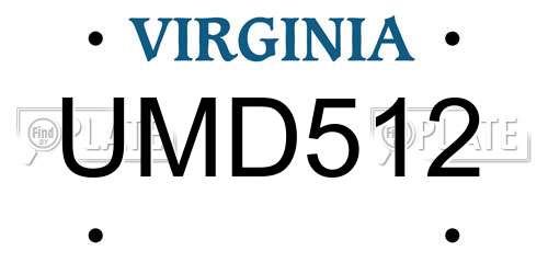UMD512 Virginia License Plate