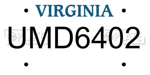 UMD6402 Virginia License Plate