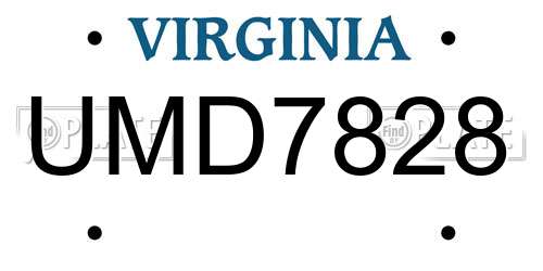 UMD7828 Virginia License Plate