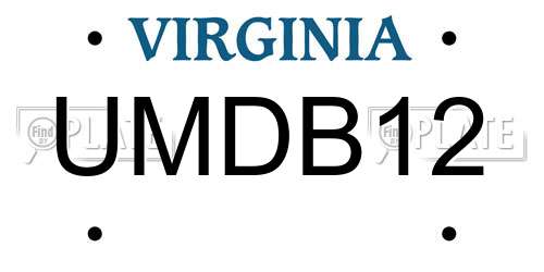 UMDB12 Virginia License Plate