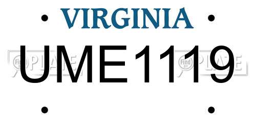 UME1119 Virginia License Plate