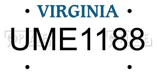 UME1188 Virginia License Plate