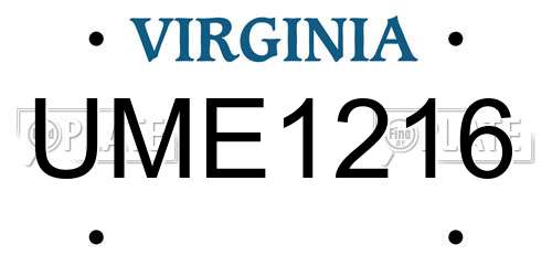 UME1216 Virginia License Plate
