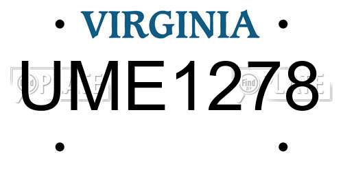 UME1278 Virginia License Plate