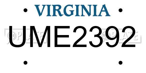 UME2392 Virginia License Plate
