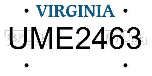 UME2463 Virginia License Plate