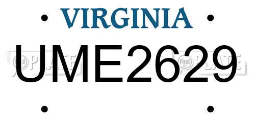 UME2629 Virginia License Plate