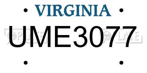 UME3077 Virginia License Plate
