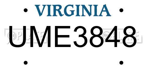 UME3848 Virginia License Plate