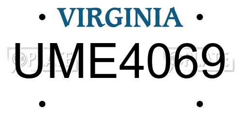 UME4069 Virginia License Plate