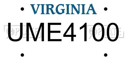 UME4100 Virginia License Plate