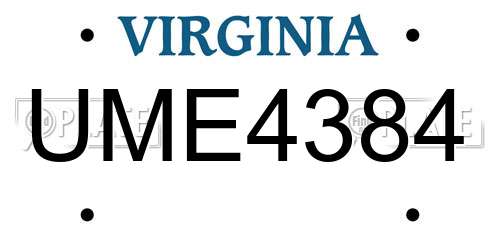 UME4384 Virginia License Plate