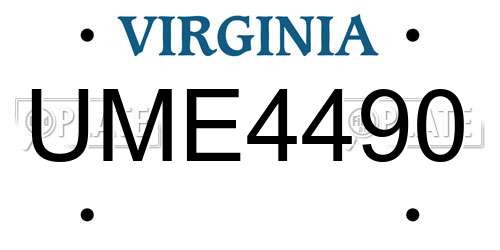 UME4490 Virginia License Plate
