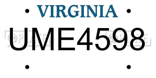 UME4598 Virginia License Plate