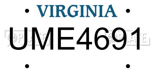 UME4691 Virginia License Plate